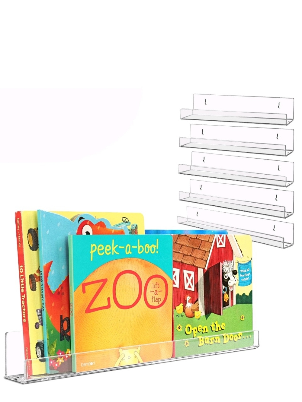 Clear Acrylic Kids Book Display Shelf - Ten Total